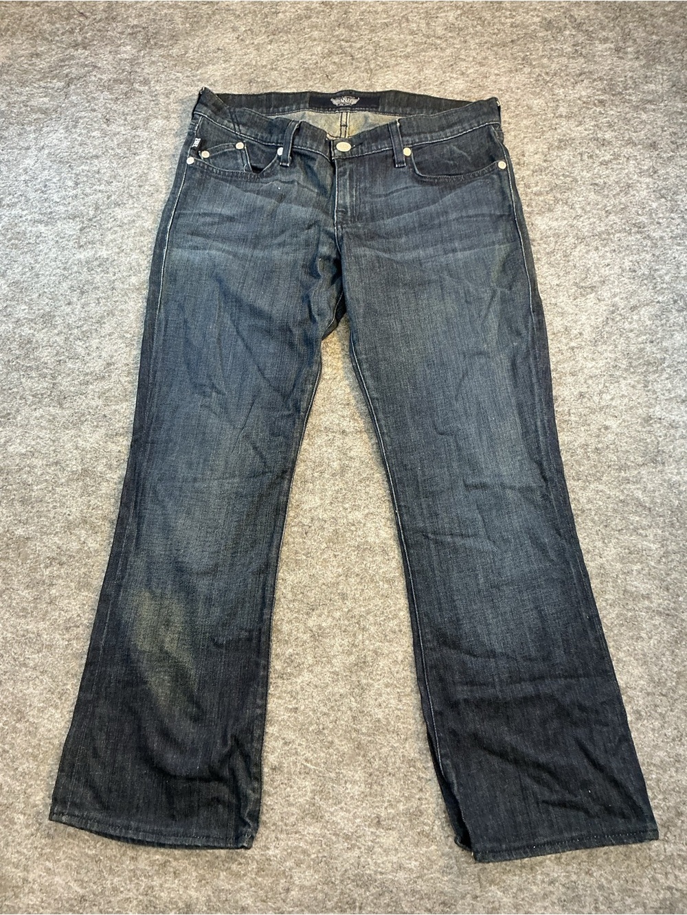 Rock and Republic Dark Blue Bedazzled Pocket Wide Leg Jeans Size 31